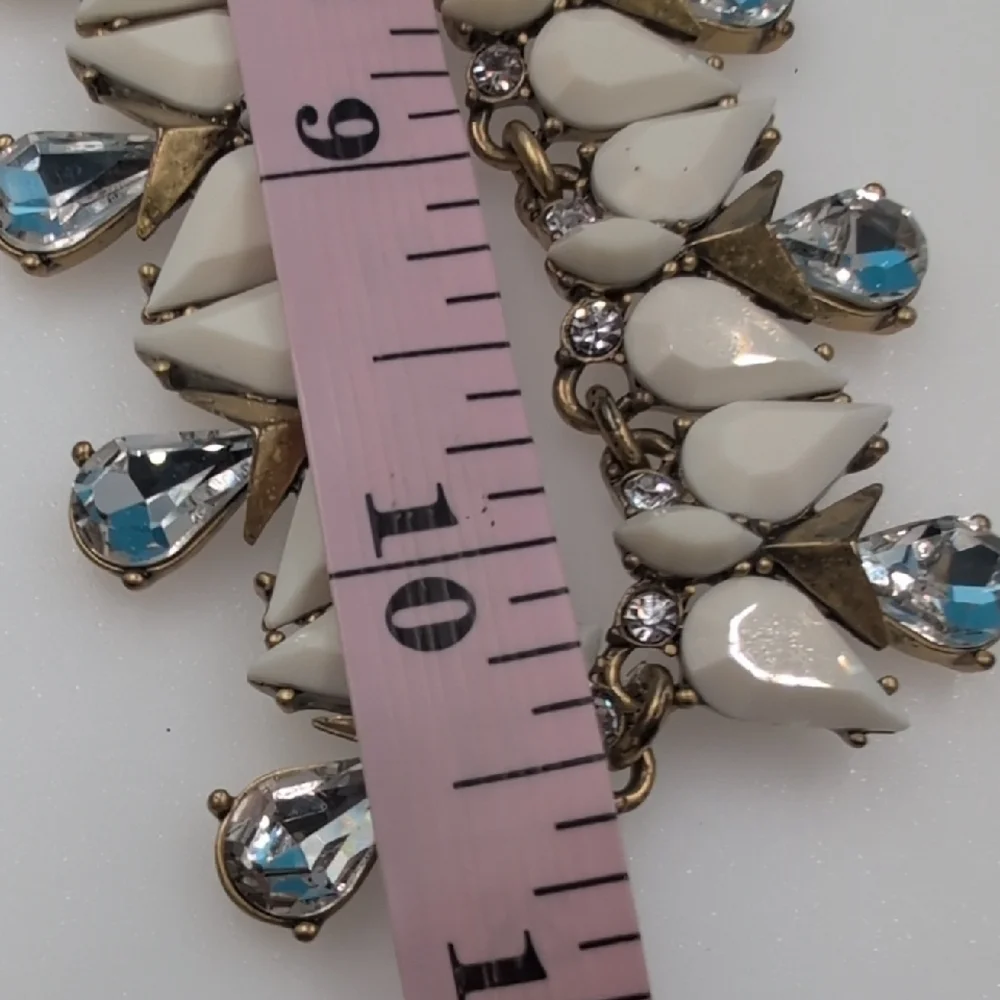 J. Crew Gold and White Teardrop Necklace